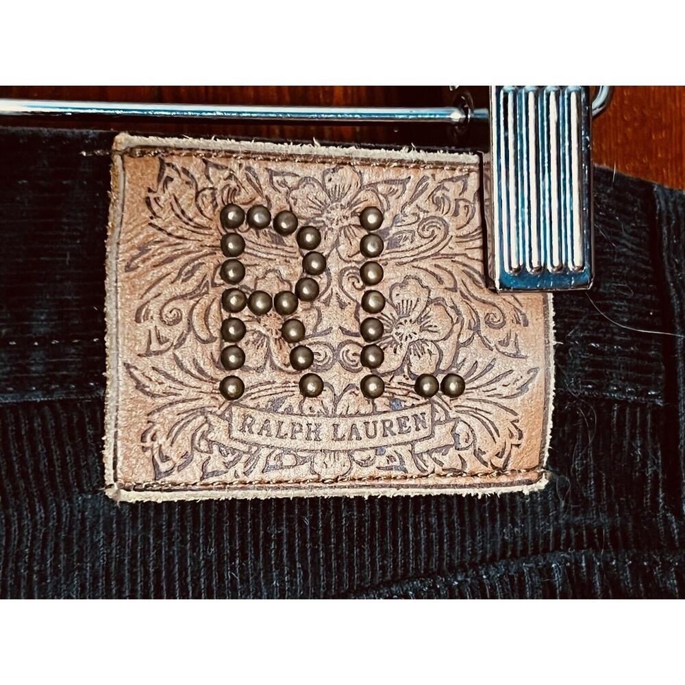 RALPH LAUREN PANTS CORDUROY SPORT BLUE LABEL STUDDED RL ON BACK BLACK SIZE 6